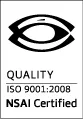 NSAI Quality certification mark for ISO 9001:2008, featuring a stylised eye logo