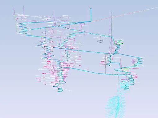3D isometric model of an underground mine water supply pipe network in Western Australia